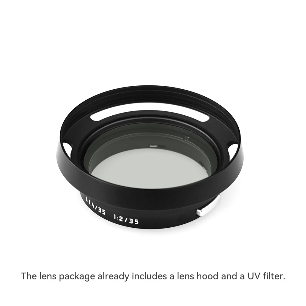 Lens Hood with UV Filter Compatibility: leica 11306 M35/2.8 11308 M35/2 11309 M35/2 11310 M35/2 11869 M35/1.4 11879 M35/2 ASPH