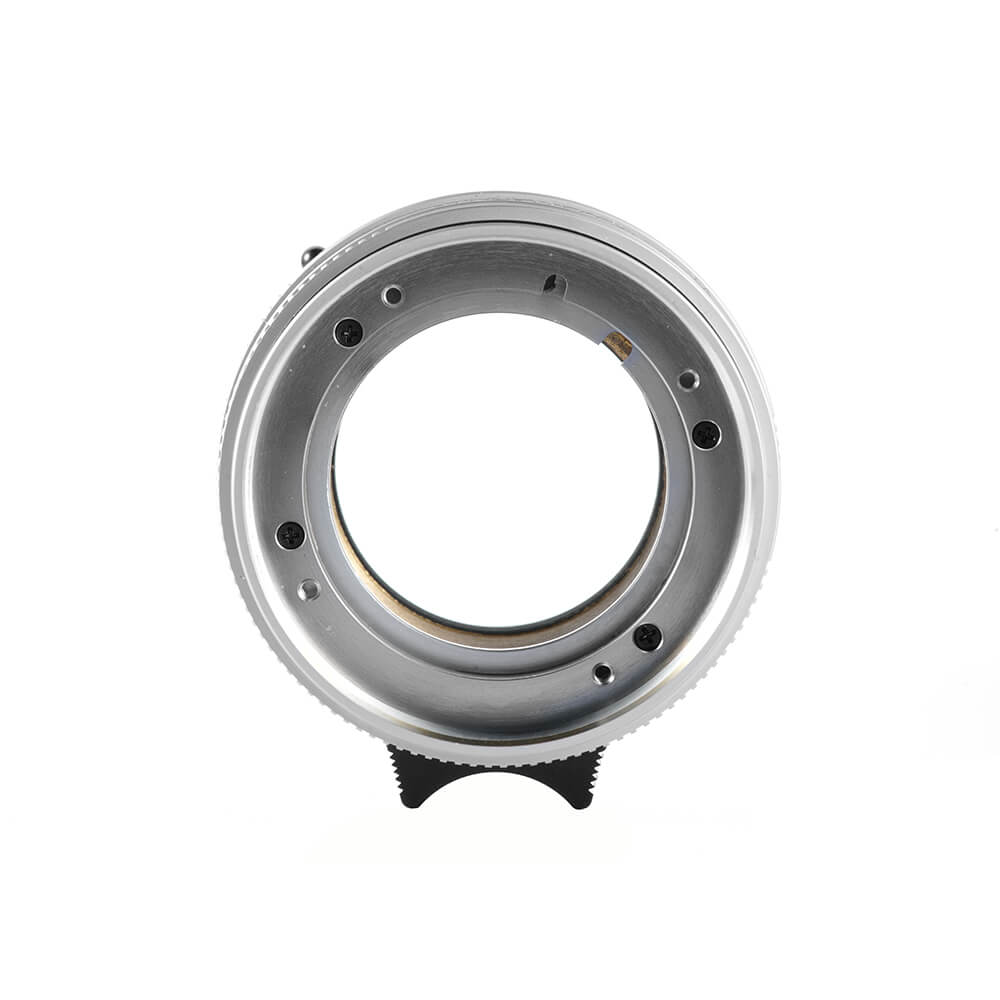 Funleader contax g35 f/2 to leica m converted lens silver helicoid front view