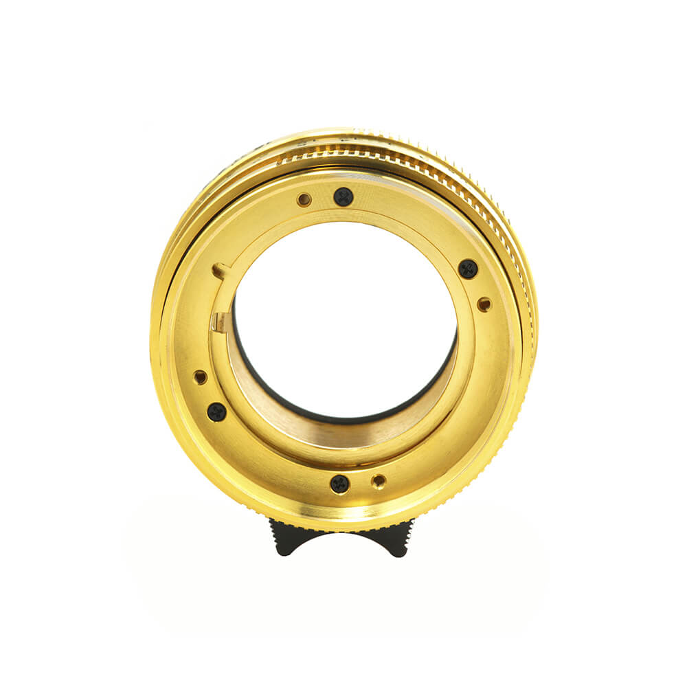 Funleader contax g35 f/2 to leica m converted lens gold helicoid front view